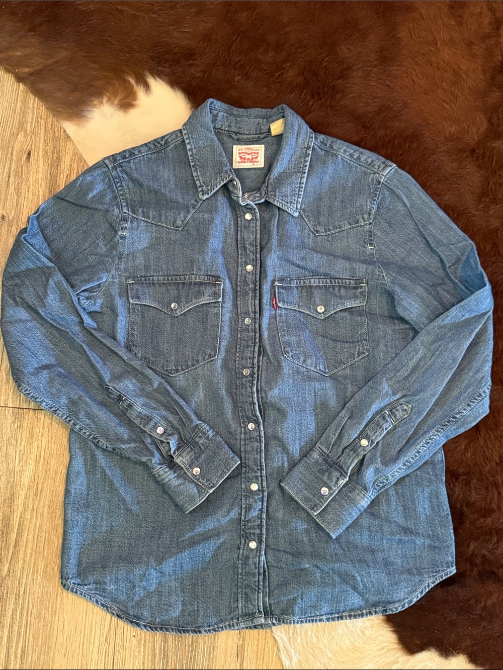 Levi's Blue Denim Button-Down Western Shirt Bling Buttons